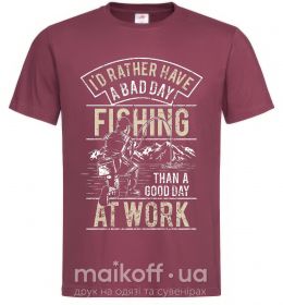 Мужская футболка Fishing day Бордовый фото
